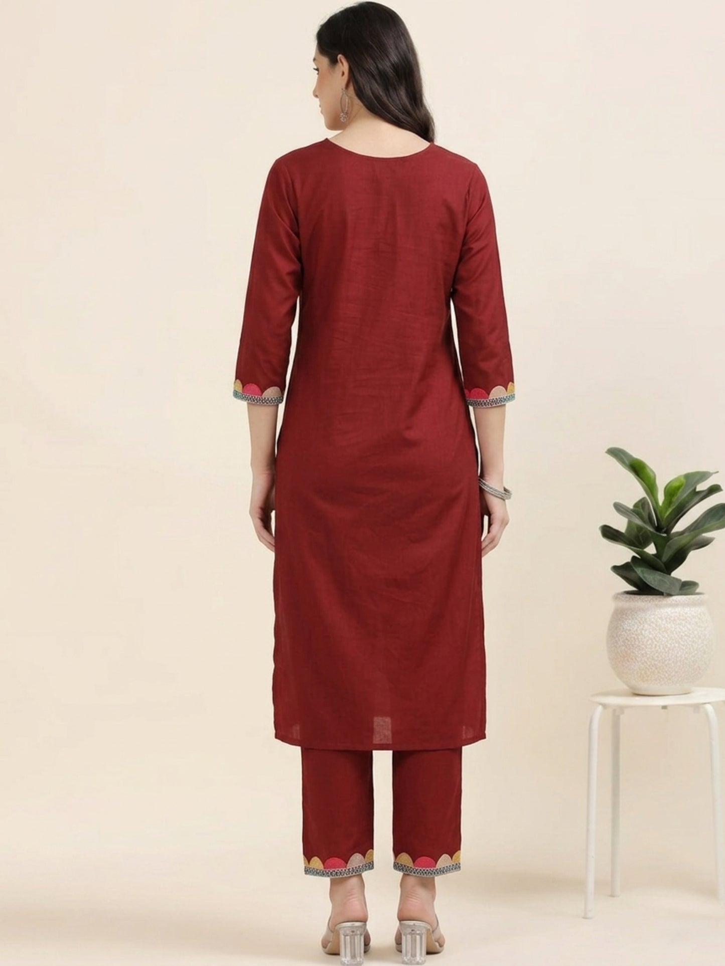 Red Alert – Reddish-Maroon Embroidered Co-ord Set (1KB-2-B2)