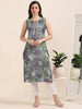 Mystic Teal Swirl – Shibori Silk-Blend Sleeveless Kurti (1JD-5-A4)