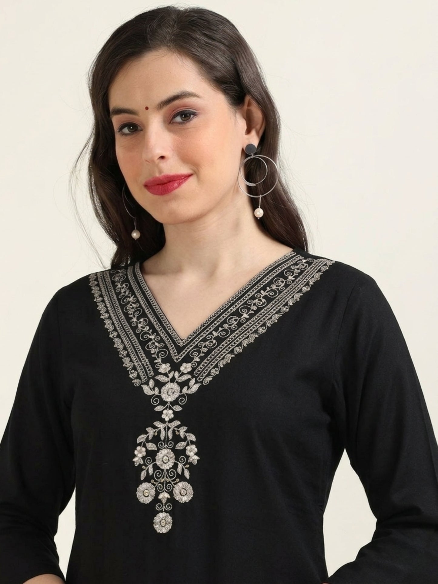 Black Gold Charm – Embroidered Short Kurti (2PS-0-A2)