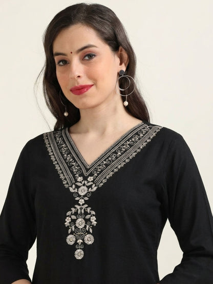 Black Gold Charm – Embroidered Short Kurti (2PS-0-A2)