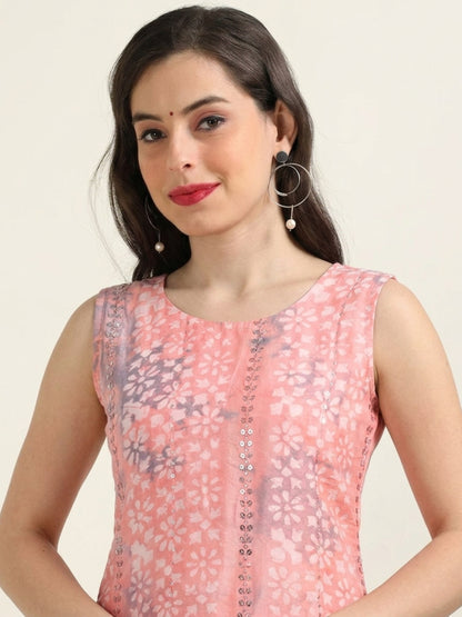 Pink Power Drip – Sleeveless Shibori Silk-Blend Kurti (1JD-2-A3b)