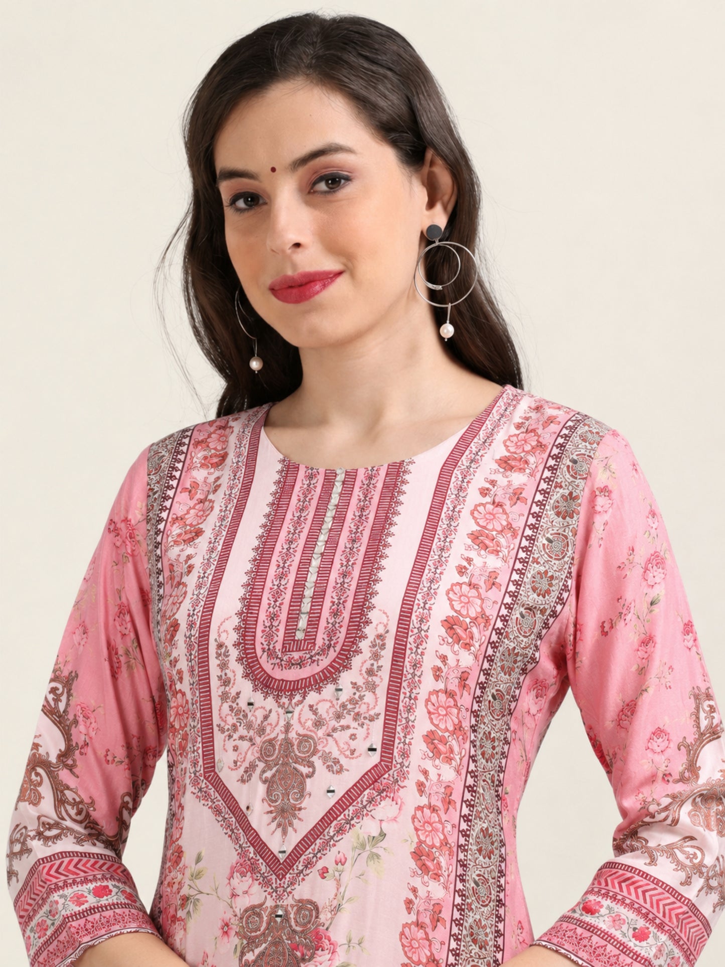 Print Paradise – Pink Viscose-Cotton Digital Print 3-Piece Set (1KI-2-C9)
