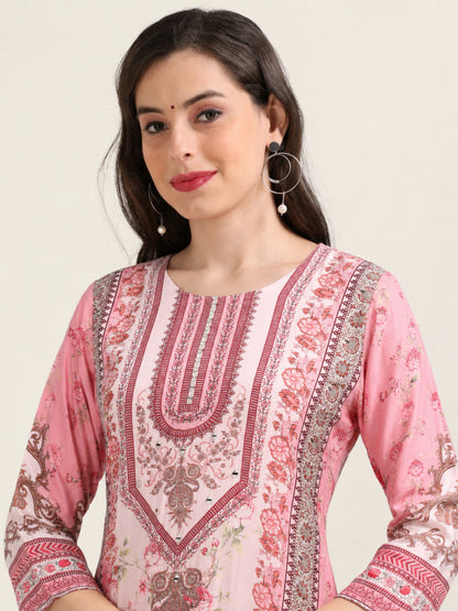Print Paradise – Pink Viscose-Cotton Digital Print 3-Piece Set (1KI-2-C9)