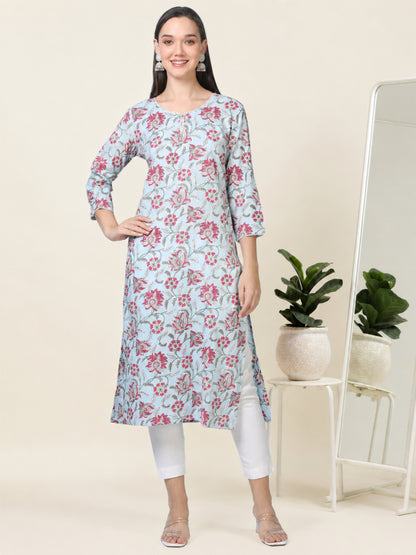 Skyline– Light Blue Cotton Kurti (2TP-6-A4)