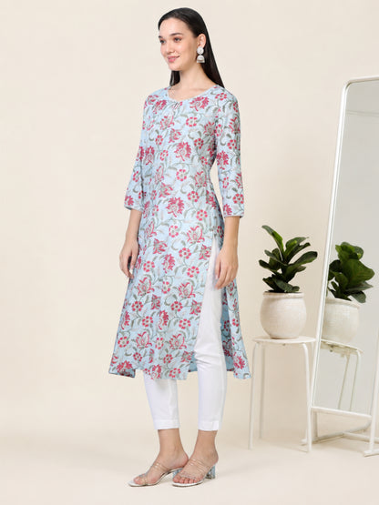Skyline– Light Blue Cotton Kurti (2TP-6-A4)