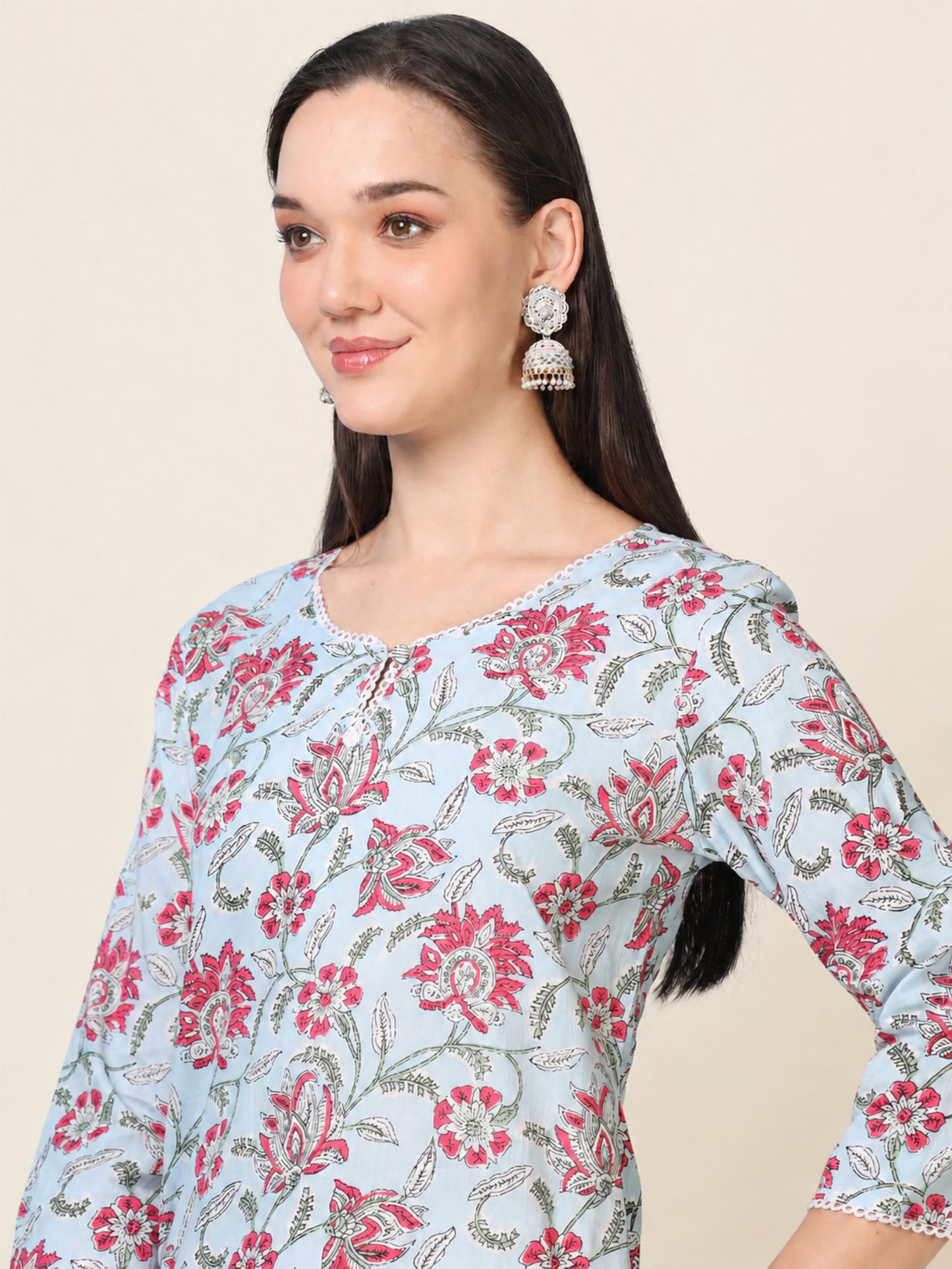 Skyline– Light Blue Cotton Kurti (2TP-6-A4)