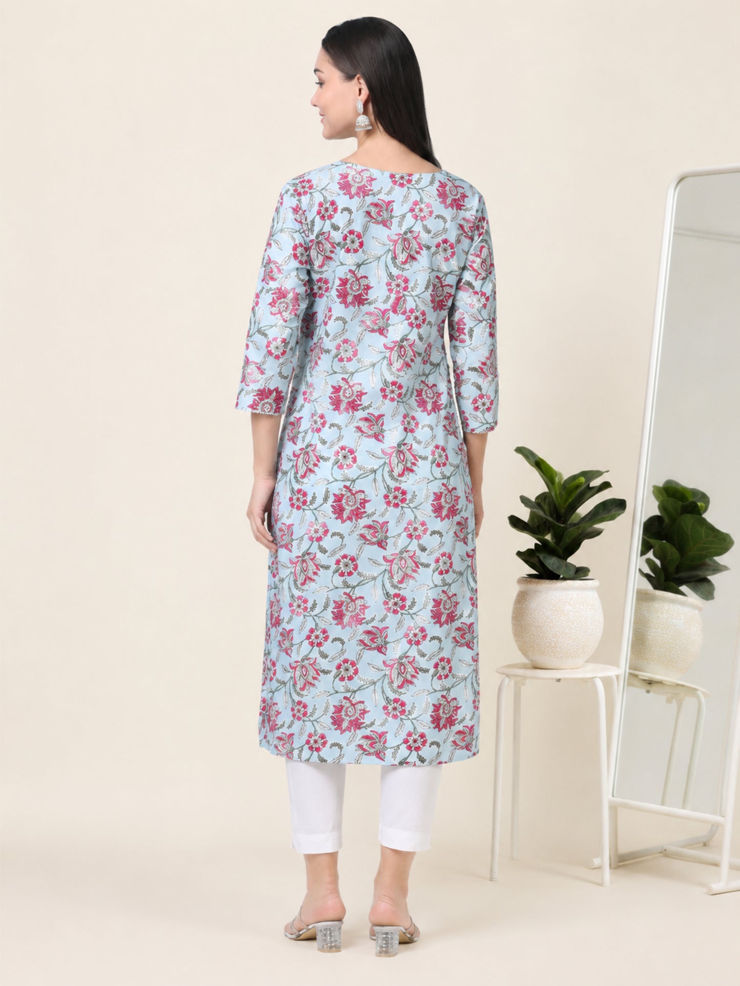 Skyline– Light Blue Cotton Kurti (2TP-6-A4)