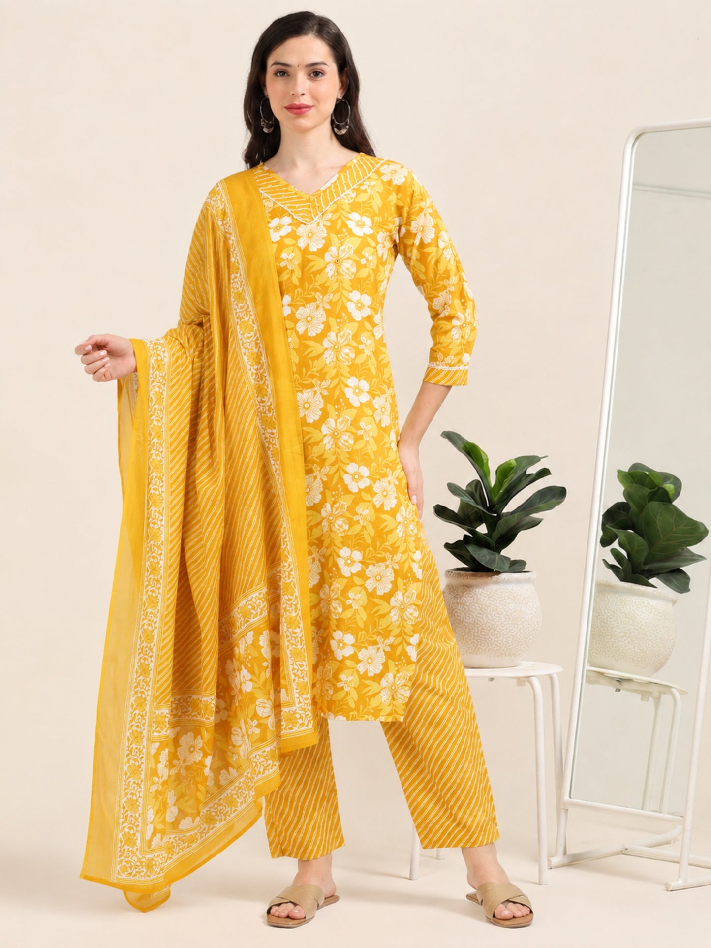 Sunflare Serenity – Yellow Printed 3-Piece Set (2TP-4-C5)