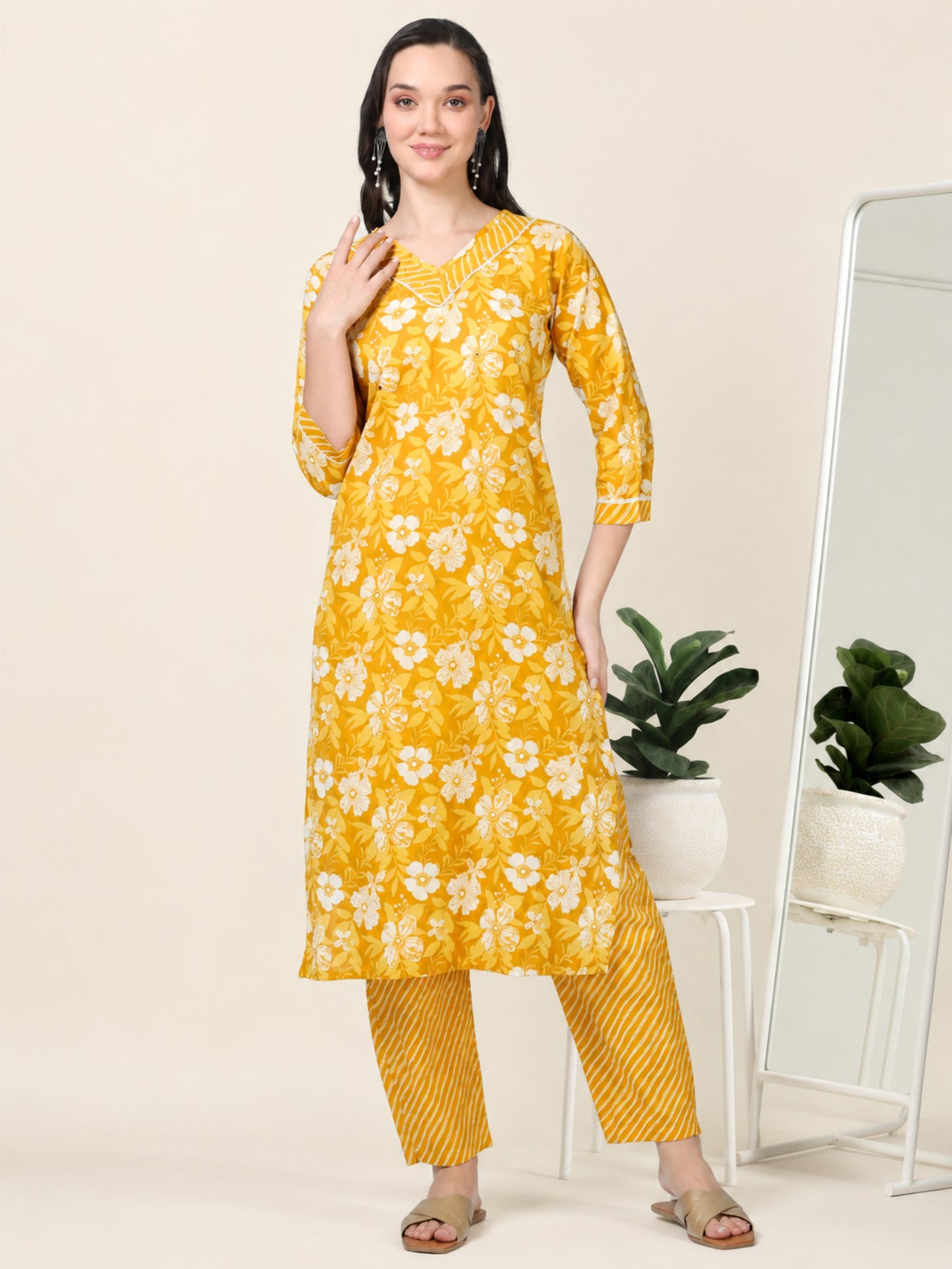 Sunshine State – Yellow Printed Cotton Kurti (2TP-4-A5)