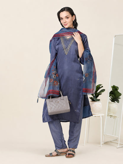 Twilight Taffeta – Blueish-Purple Tissue & Organza 3-Piece Set (1KI-6-C10)