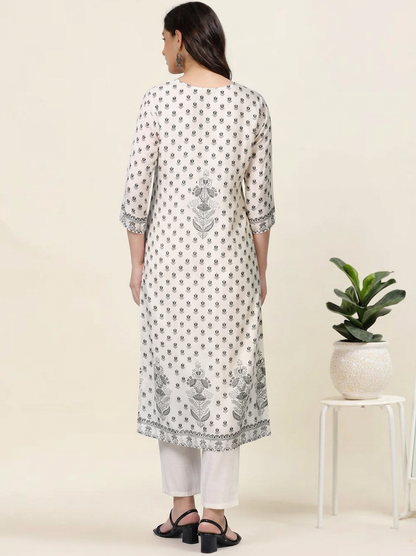 Monochrome Muse – White & Black Printed 3-Piece Set (2AA-9-C1)