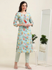 Bloom Flower – Light Blue Printed Cotton Kurti (2TP-6-A6)
