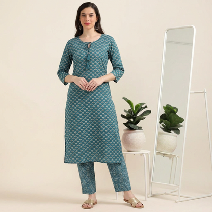 Indigo Print – Blue Printed Cotton 2-Piece Set (2TP-6-B14)