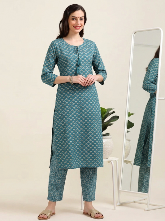 Indigo Print – Blue Printed Cotton 2-Piece Set (2TP-6-B14)