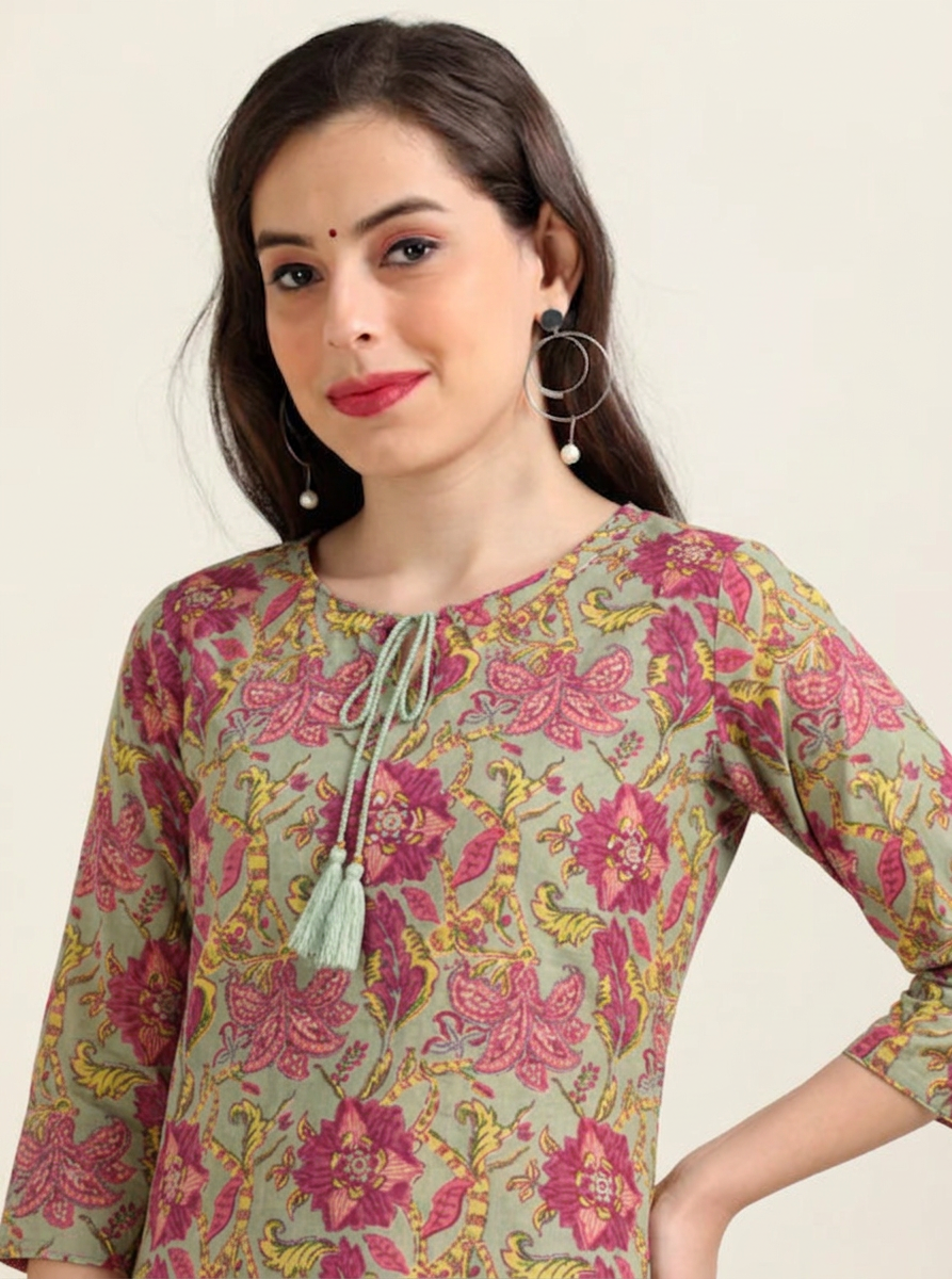 Vintage Chaos – Olive & Red Floral 2-Piece Set (2TP-5-B13)