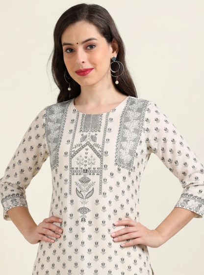 Monochrome Muse – White & Black Printed 3-Piece Set (2AA-9-C1)